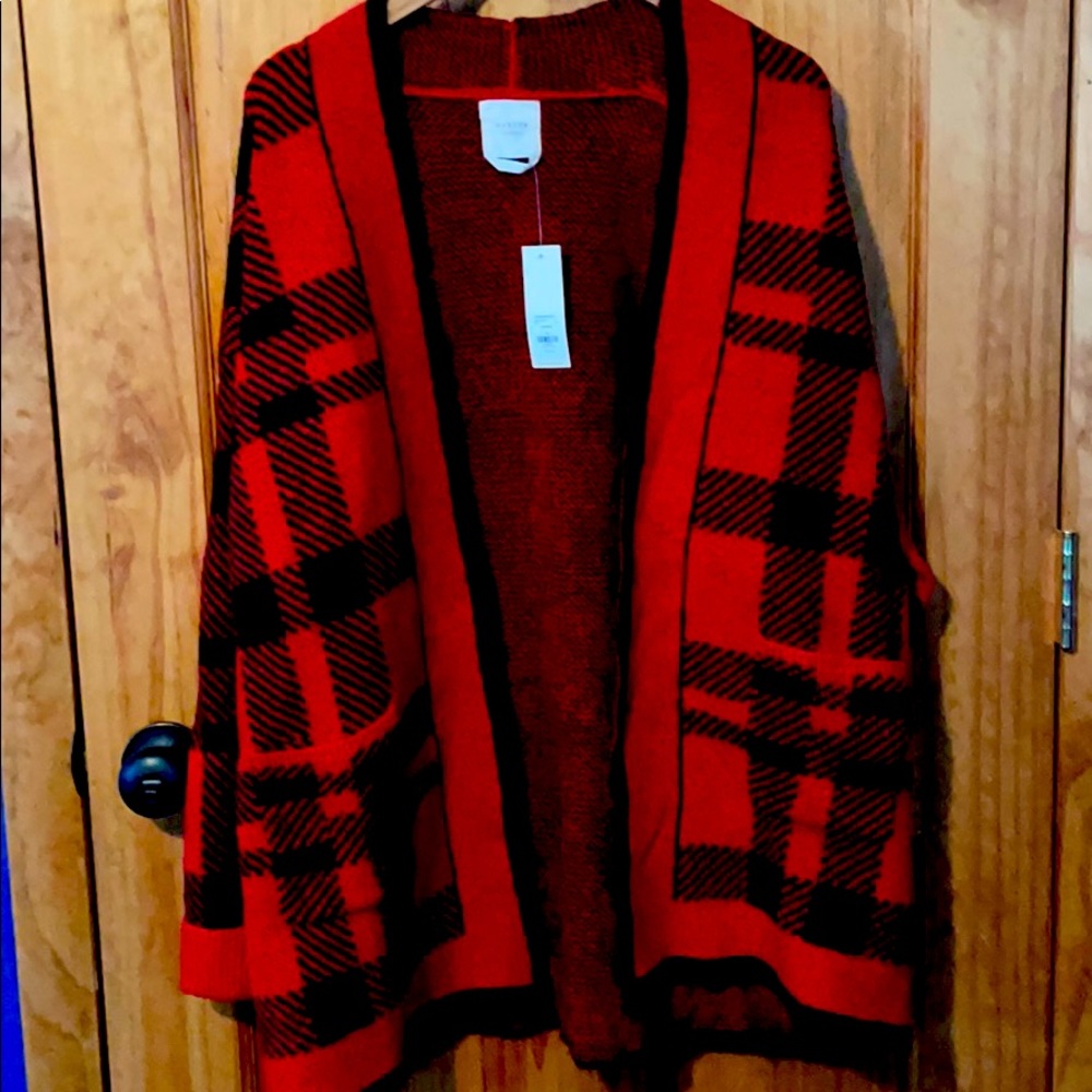 Red Buffalo plaid cardigan